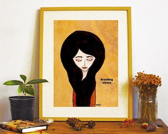 Watercolor Art Print, Spiritual Woman, Hygge Wall Art