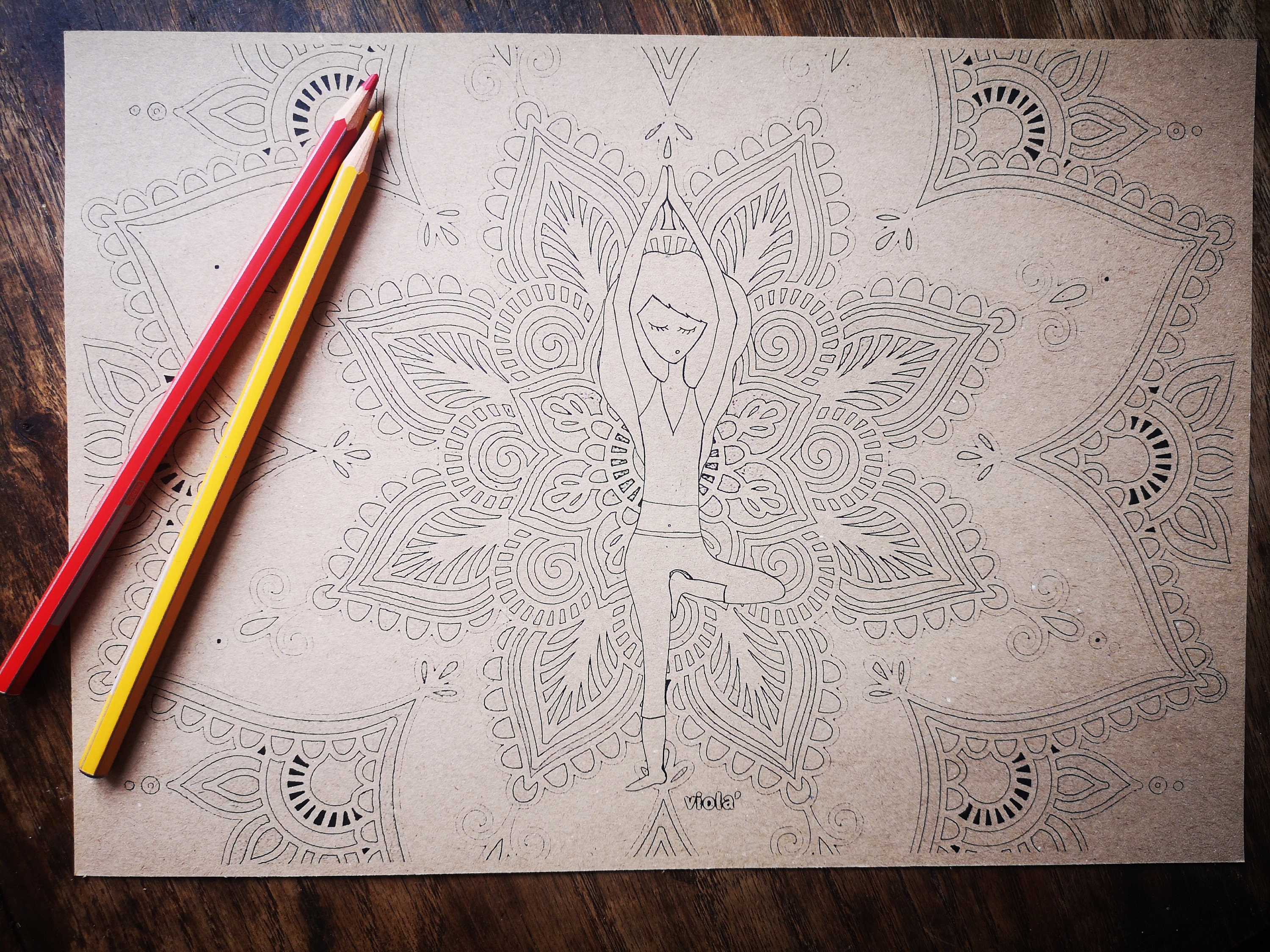 mandala yoga coloring page printable adult and kids etsy