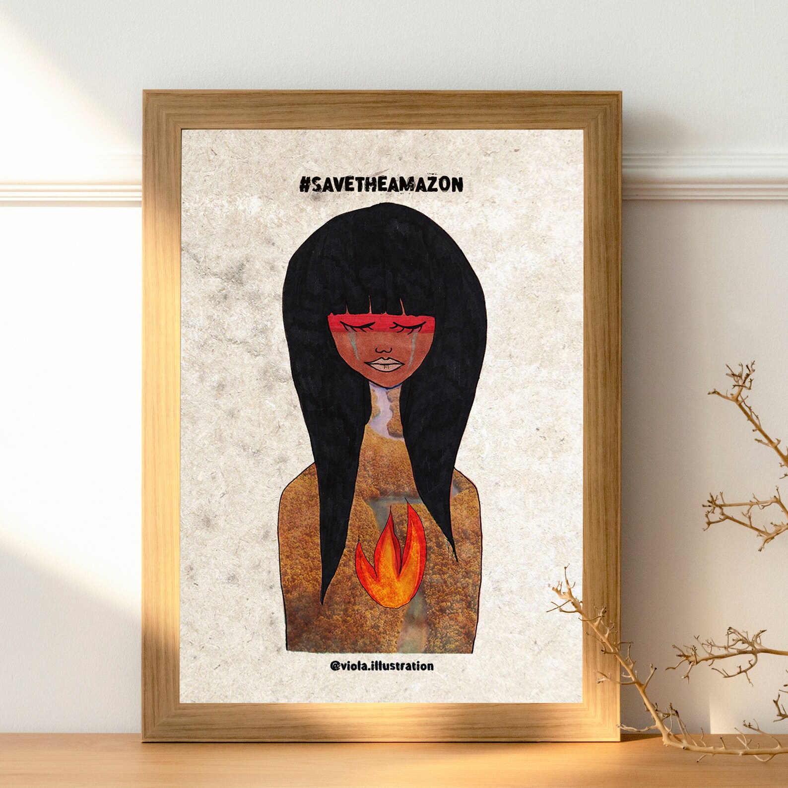 Art Print, save the Amazon, Wall Art, Indigenous, Wild Woman, Amazon