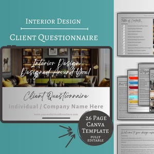 Interior Design Client Questionnaire - Editable Canva Template - Project Planning - Client Consultation - Onboarding - Digital Download