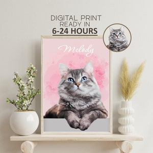 Custom Digital Pet Portraits, Personalized Pet Art from Photo, Unique Pet Painting, Digital Pet Print, Custom Pet Illustration