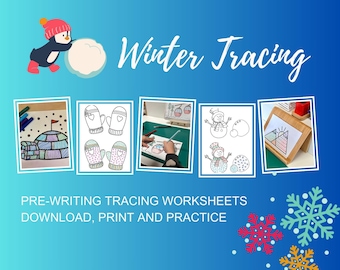 Winter prewriting tracing worksheets printable