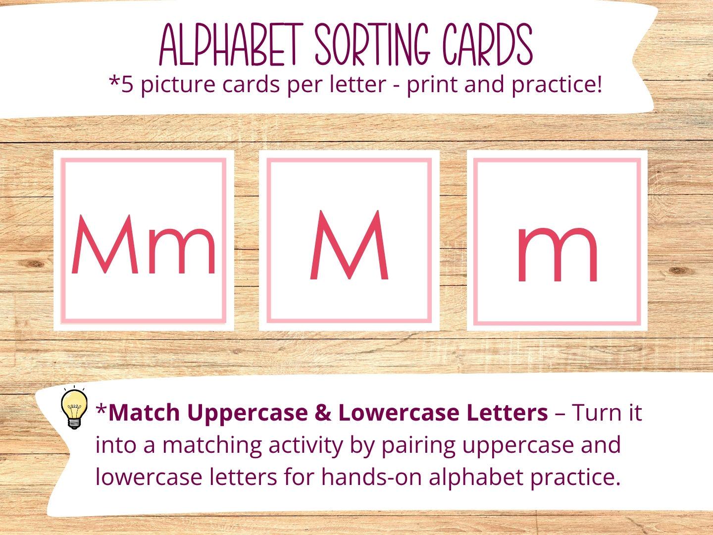Soring Letters Montessori Alphabet Sorting Cards Printable | ABC Matching Game| Letter ...