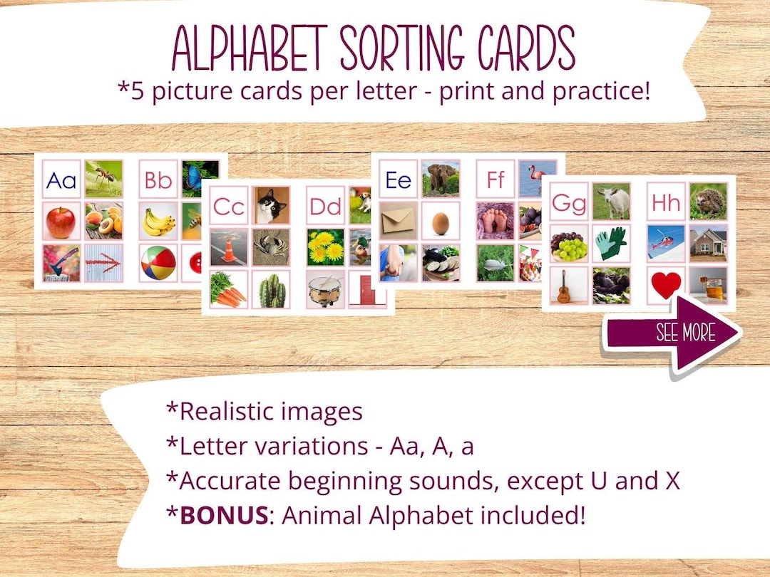 Montessori Alphabet Sorting Cards Printable | ABC Matching Game| Letter ...