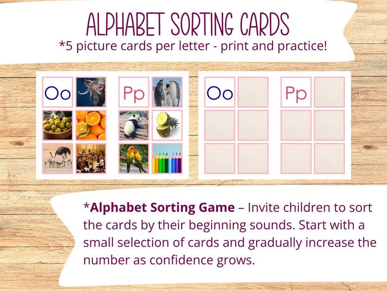 Soring Letters Montessori Alphabet Sorting Cards Printable | ABC Matching Game| Letter ...