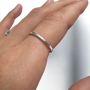 Handmade Sterling Silver Hammered Ring | Dainty Stacking Ring