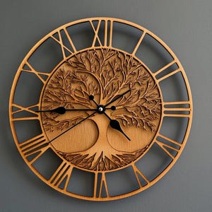 Orologio da parete Albero della vita con design tagliato al laser – Download digitale (svg, dxf, eps, png, pdf)