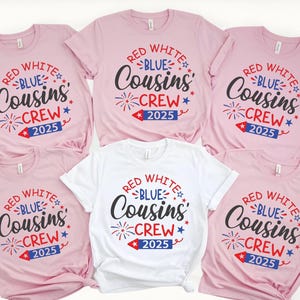Chemise Crew Cousins bleu blanc rouge, chemise Cousin, chemise 4 juillet, chemise enfant 4 juillet, chemise patriotique, chemise USA, chemise Amérique