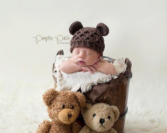 Crochet Baby Bear Hat: Newborn Photo Prop, Acrylic Yarn