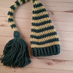 Crochet Elf Hat, Long stocking cap, Newborn stocking cap, Newborn Elf Hat, Crochet Tassel Hat, Crochet Stocking Cap, Newborn Photo Prop