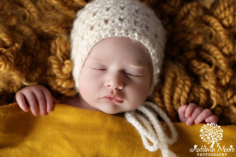 Baby Girl Hat, Bonnet, Photo Prop, Crochet Newborn, Infant Girl Hats, image 1