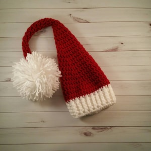 Crochet Baby Santa Hat: Handmade Cranberry Red Elf Style