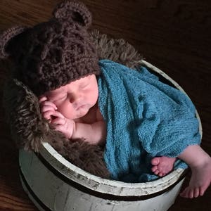 Newborn Bear Hat Crochet, Brown Bear Baby Hat, Infant Bear, Newborn Hat, Brown Hats