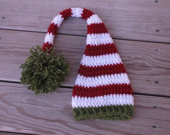 Red and white stripe Christmas elf Santa hat