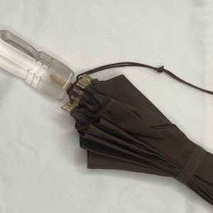 1930s-1940s antique umbrella. Brown with lucite handle. In full working condition. Parasol. Goth. Victorian mourning style. Cosplay.