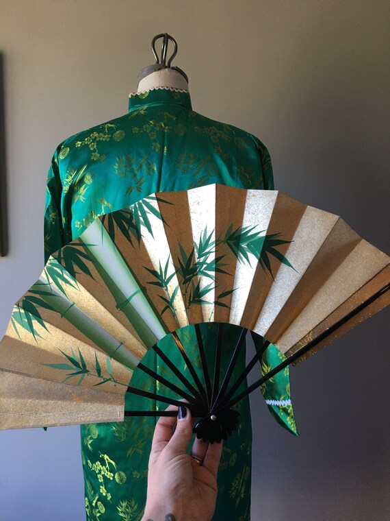 1960s vintage Asian inspired robe. Vibrant green … - image 9