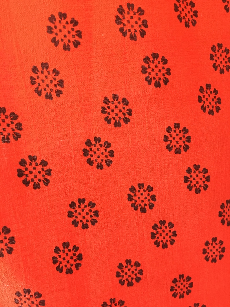 Halloween Vintage orangeblack barkcloth fabric Medium weight Holiday 3 yards in length DIY. Abstract floral print in black 36 wide