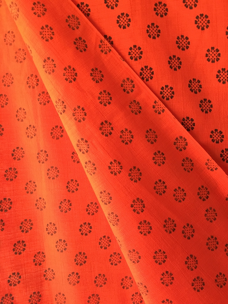 Halloween Vintage orangeblack barkcloth fabric Medium weight Holiday 3 yards in length DIY. Abstract floral print in black 36 wide