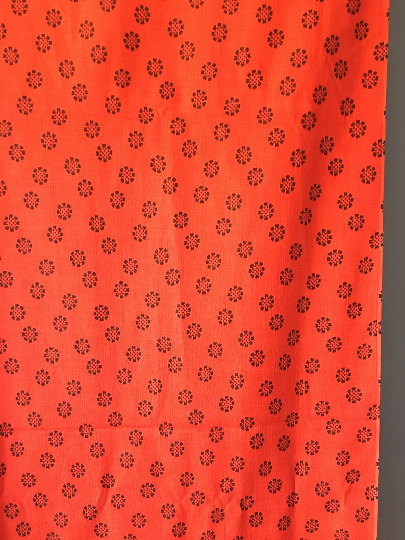 Halloween Vintage orangeblack barkcloth fabric Medium weight Holiday 3 yards in length DIY. Abstract floral print in black 36 wide
