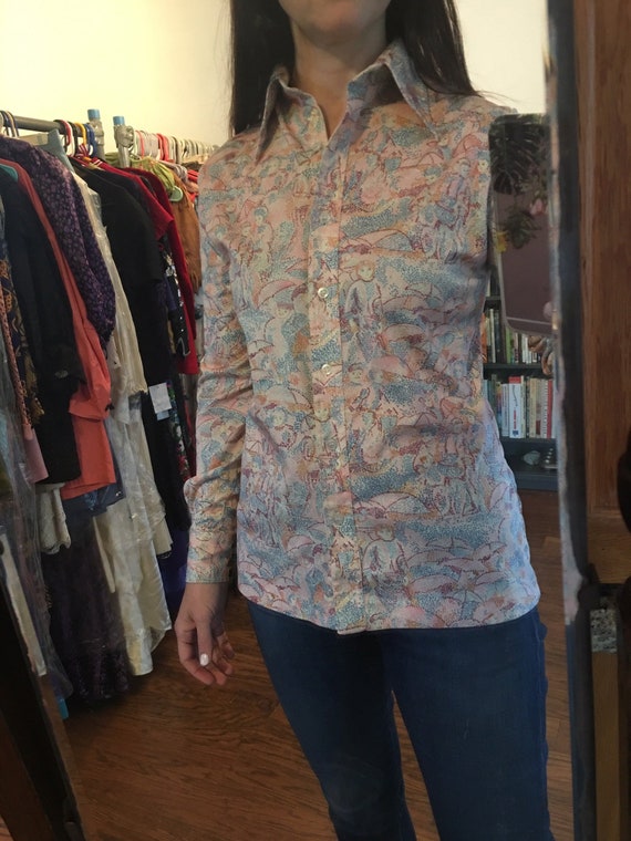 Vintage 1970s Barbara Lee blouse. Fabulous pointil