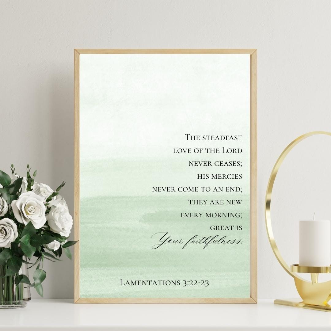Lamentations 3:22-23 Scripture Print – Christian Watercolor Wall Art ...
