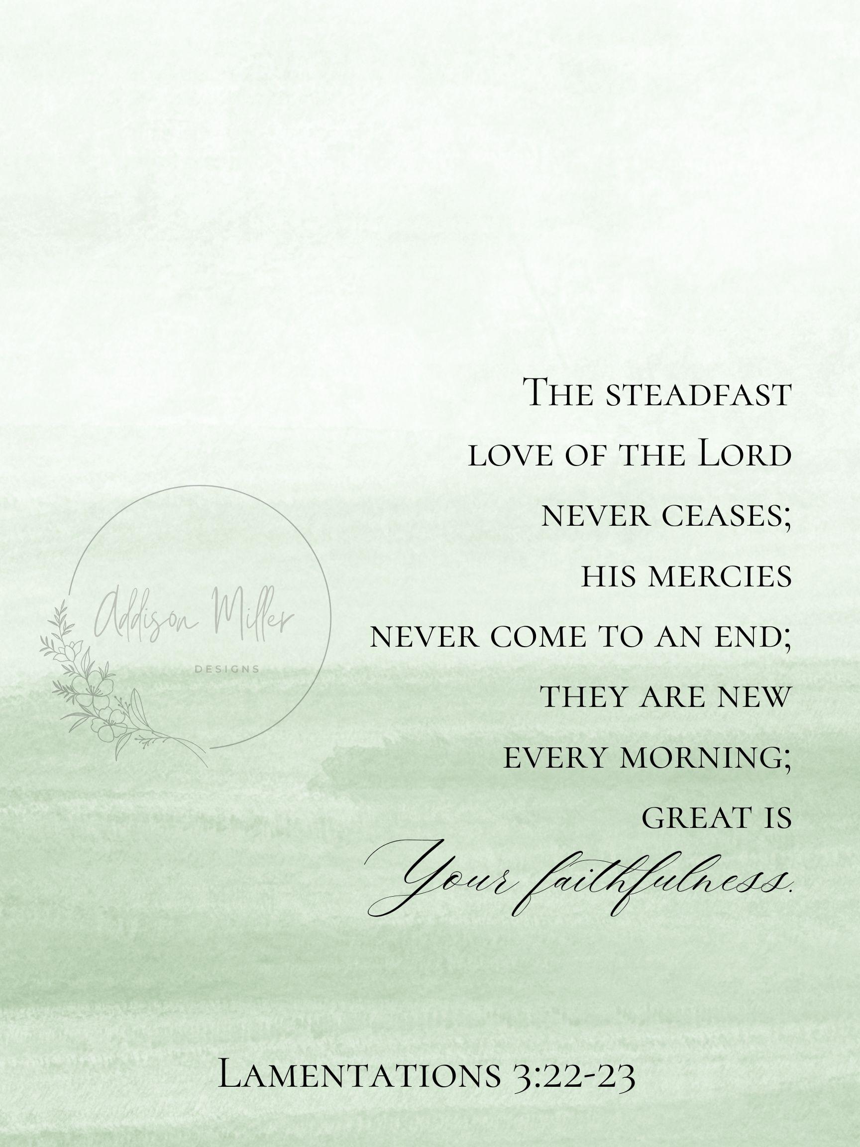 Lamentations 3:22-23 Scripture Print – Christian Watercolor Wall Art ...