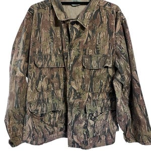 Smokey Branch Vintage Camo Military Hunting Button Up Jacket Men Size Large Army