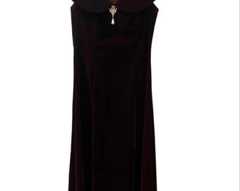 Vintage 90s NWOT Scott McClintock Velvet Size 10 Prom Maxi Dress Burgundy Formal