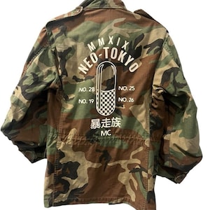Vintage 1965 U.S Army M-65 Field Jacket &quot;Neo-Tokyo&quot; Camo Hooded Sz Small Vietnam