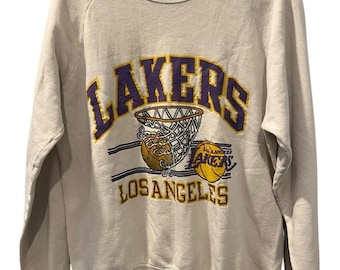 Sudadera vintage de cuello redondo de baloncesto de Los Ángeles Lakers de 1987, talla XL