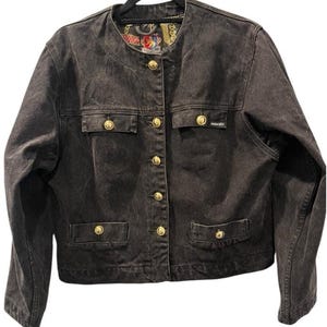 Vintage 90's Jordache Concepts Black Denim Jean Jacket Size Large 100% Cotton