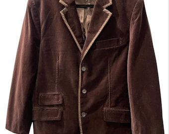 Vintage Marc Ecko Velvet Cut & Sew Chocolate Brown Blazer Size XL Men's Piping