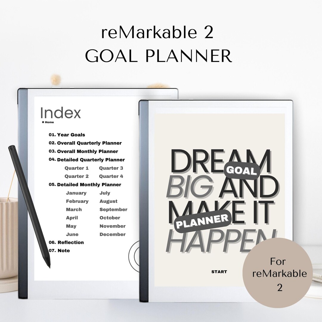 Remarkable 2 Goal Planner | Yearly Goals | Quarterly Planner | Goal ...