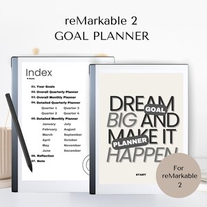 reMarkable 2 Goal Planner | Yearly Goals | Quarterly Planner | Goal Tracker | Monthly Goals | reMarkable Templates | Reflection | PDF
