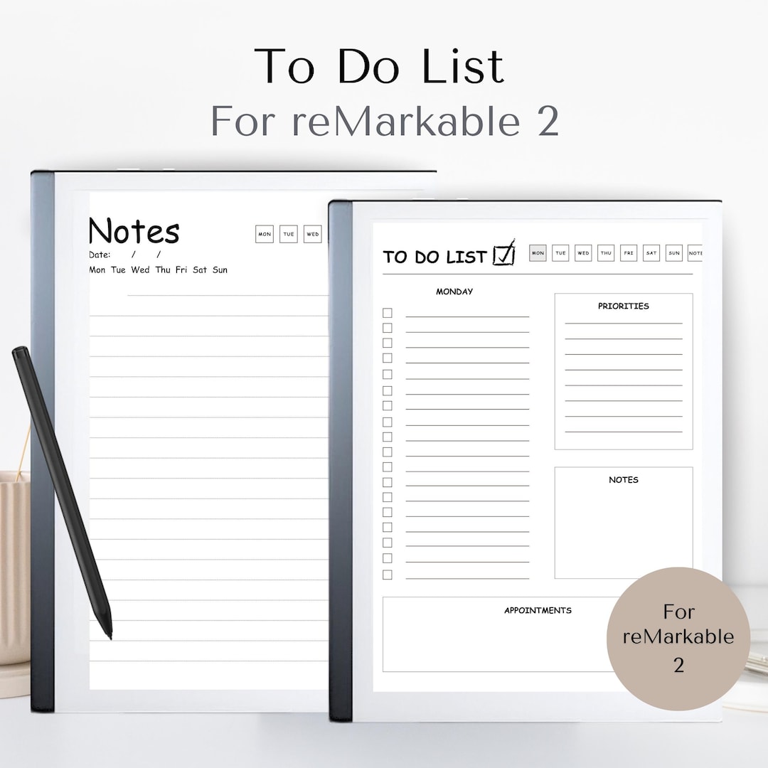 To Do List for Remarkable 2 | Remarkable Notes | to Do Templates | GTD ...