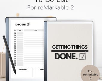 liste de choses à faire pour reMarkable | Modèles de notes | ReMarkable 2 modèles de tâches | GTD | Agenda quotidien de tâches | Agenda réutilisable | Suivi des tâches
