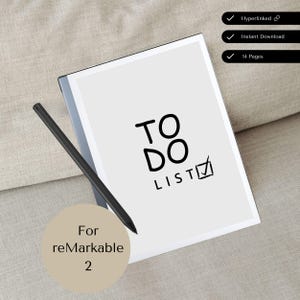 Liste des choses à faire pour reMarkable 2 | Modèle de notes pour reMarkable |  Modèles de tâches à effectuer | GTD | Agenda quotidien de tâches | Modèle réutilisable | Remarques