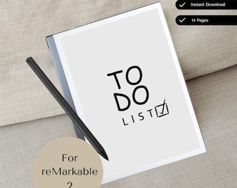 Liste des choses à faire pour reMarkable 2 | Modèle de notes pour reMarkable |  Modèles de tâches à effectuer | GTD | Agenda quotidien de tâches | Modèle réutilisable | Remarques