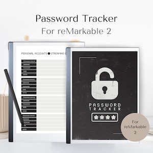 Password Tracker for reMarkable 2 | Digital Password Organizer | Categorized Hyperlinked Password Log | Login Tracker | Password Log