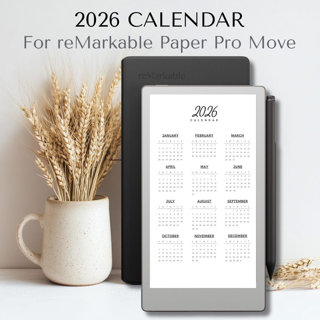 Remarkable Paper Pro Move 2026 Calendar | Hyperlinked Digital Planner ...