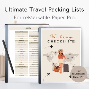Travel Packing List for reMarkable Paper Pro | Packing Checklist | Travel Essentials Checklist | Trip Packing List | Holiday Checklist |