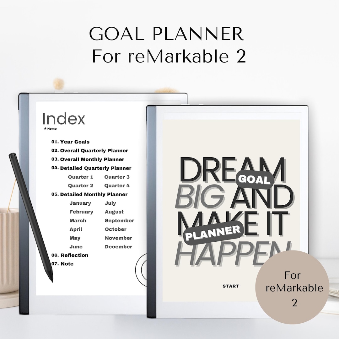 Goal Planner for Remarkable 2 | Yearly Goals | Quarterly Planner | Goal ...