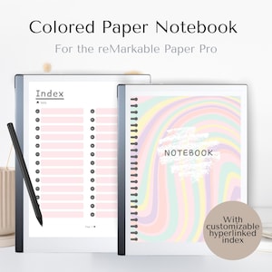 Cuaderno de papel de colores para reMarkable Paper Pro / Lista de tareas colorida para reMarkable / Notas de reuniones / Rastreador de tareas / Estética minimalista