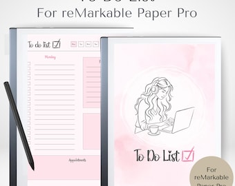 liste des tâches à accomplir pour reMarkable Paper Pro | Modèles de notes |  Modèles de tâches à effectuer | GTD | Agenda quotidien de tâches | Modèle réutilisable | Notes pour Eink