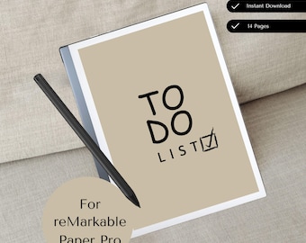 Modèle de liste de tâches | Notes remarquables | Modèles de tâches à faire ReMarkable Paper Pro | GTD | Agenda quotidien de tâches | Modèle réutilisable | Remarques