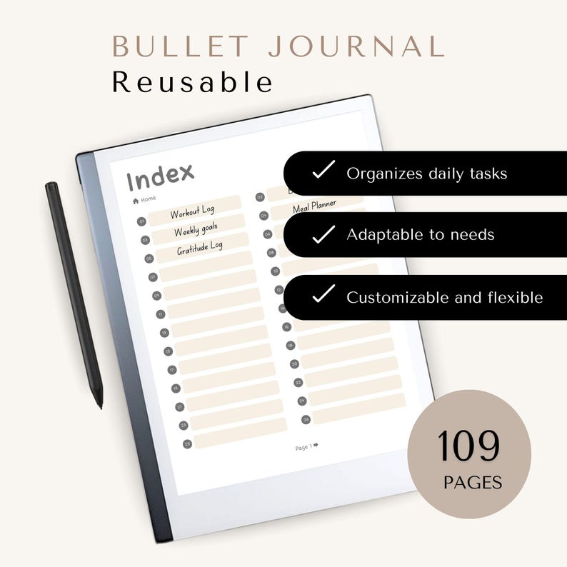 Bullet Journal for Remarkable Paper Pro | Digital Notebook ...