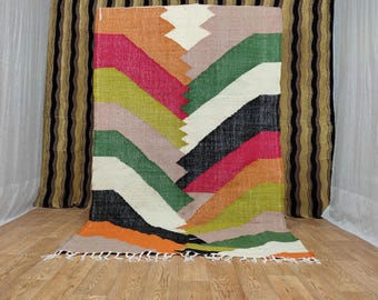 Moroccan Multicolored Runner Rug - Perfect Gift for Living Room - Handmade Berber Carpet -  Design for Living Room Décor - Bedroom Elegance