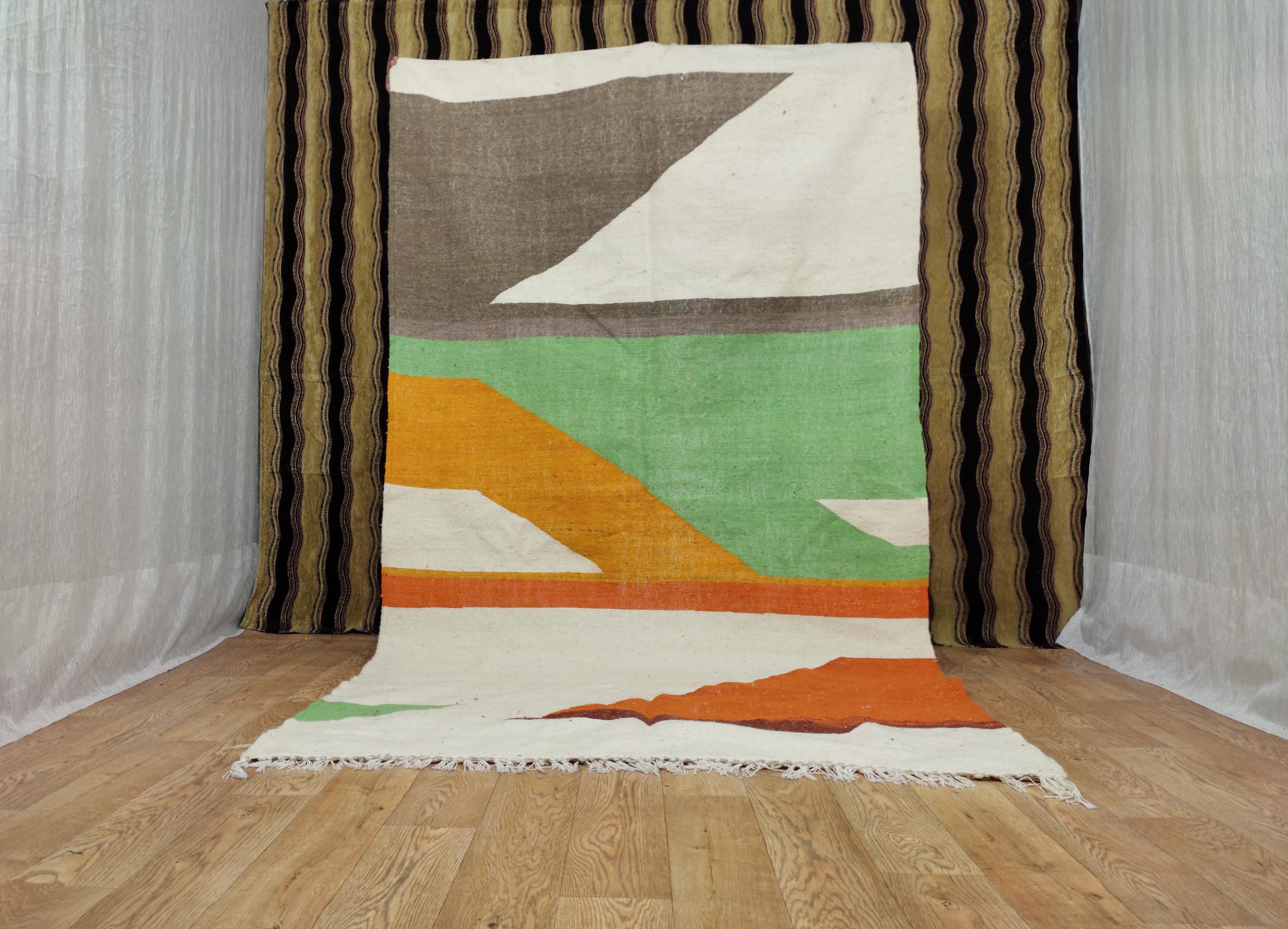 Sabra Carpet - Abstract Design - Accent Rug Shag Rug - Bohemian Multicolor Large Rug - Berber Floor Cushion - Tufted Beauty -Unique Flooring