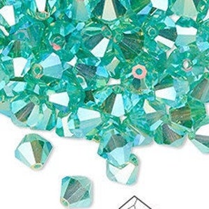 Preciosa Czech bicone crystal beads faceted Caribbean Sea AB2X -- available in 4mm and 6mm