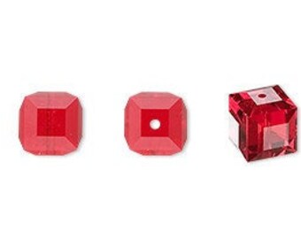 Crystal Passions beads CUBE style 5601 Crystal Beads Light Siam red - Available in 4mm, 6mm and 8mm